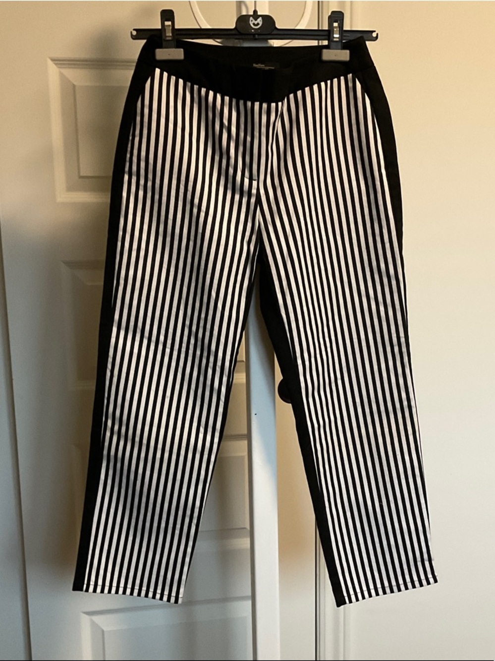 Maxmara Black & White Striped ankle Pants